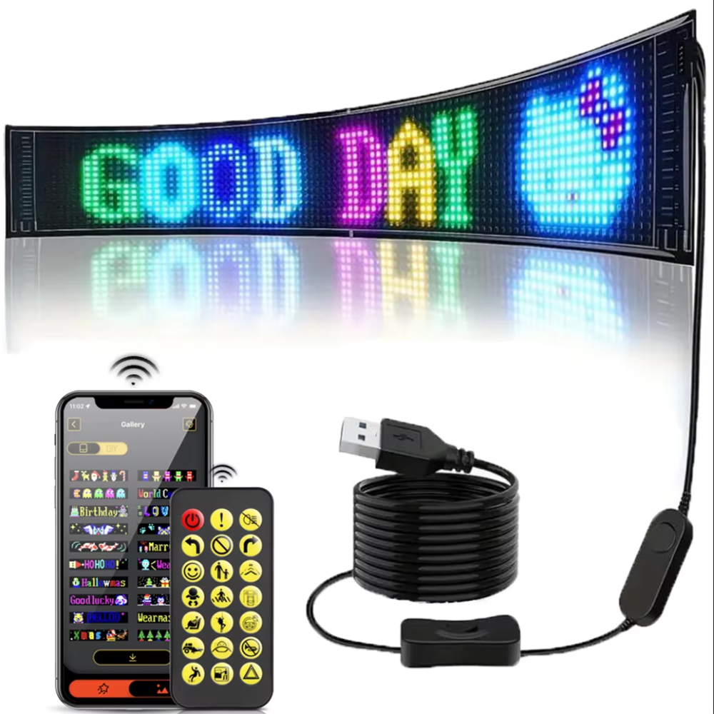Pixel Art Led Panel - 16x96 LED マトリックスピクセルパネル、スクロール式明るい広告 LED サインライト、USB フレキシブル