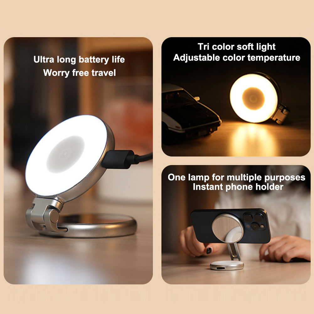 Photography Videos - 3in1 マグネット式自撮りライト ミラー付きLEDフィルライト 旅行用LED携帯電話ライト セルフィー/写真撮影/ビデオ会議用