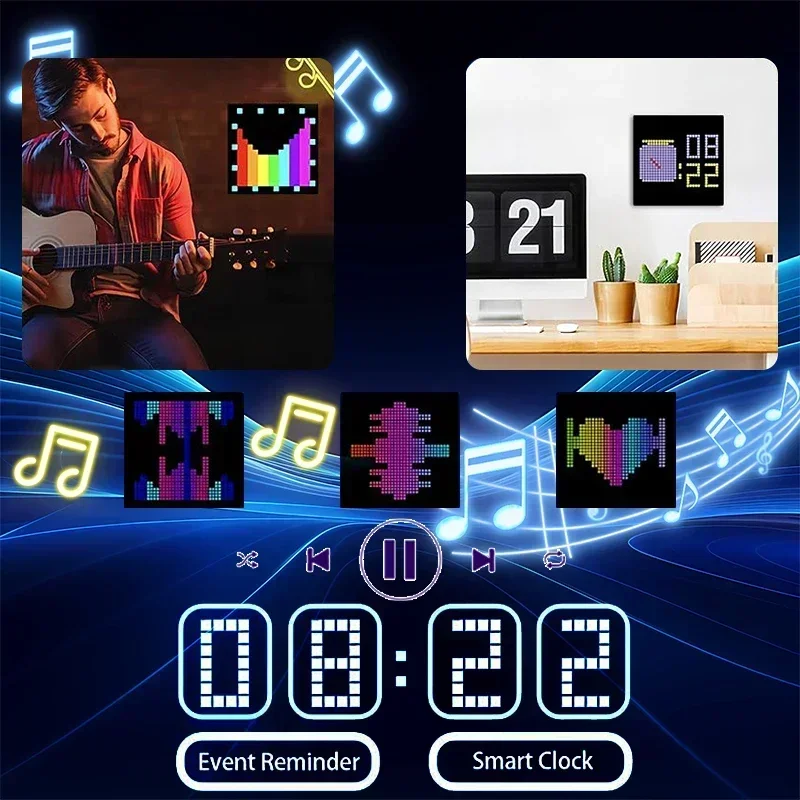 Pixel Art Led Panel - LED ピクセルディスプレイ APP 制御プログラマブルナイトライト DIY テキストパターンアニメーション家の装飾寝室ゲームルームの雰囲気