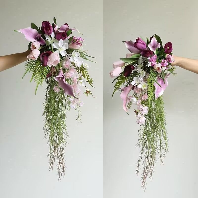 Photography Wedding - ナチュラルスタイル | 滝の花束 | 花嫁のウェディングベール写真撮影用小道具、家庭用カウンター、フラワーアート
