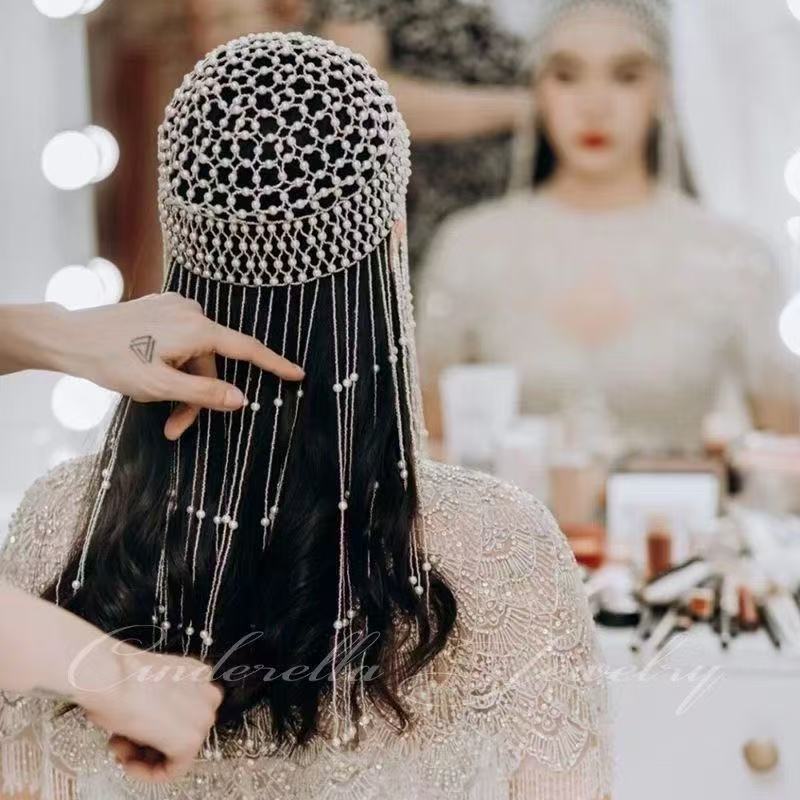 ヴィンテージ手作りビーズパールタッセルヘアアクセサリー女性子 - Photography Wedding のレビューと価格