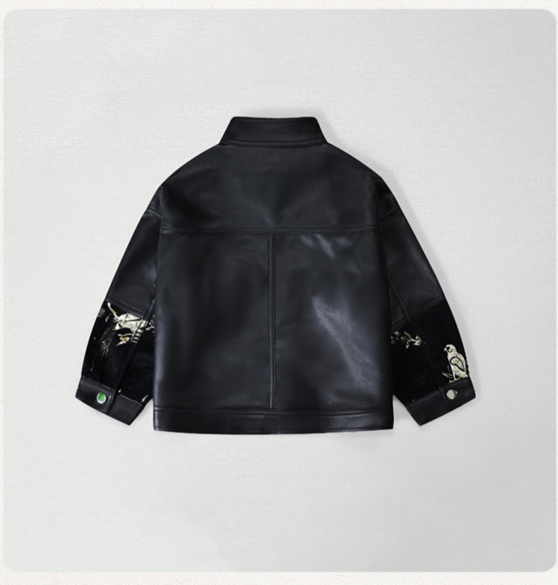 紳士風キッズ刺繍入りバイク用PUレザージャケット 男の子用  - Photography Wedding のレビューと価格